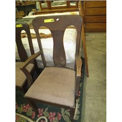 Antique Canadiana T-Back chair - armed