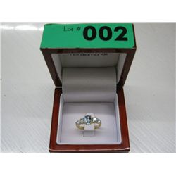 Aquamarine & diamond ring in silver