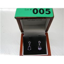 Amethyst & diamond drop earrings