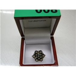 Brown topaz gemstone ring set with 5 diamonds