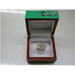 Emerald & diamond  cocktail silver ring