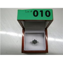 Sterling silver blue diamond cluster ring