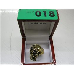 Man's solid bronze skull & finger ring
