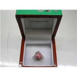 Scarce pink rhodocrosite sterling silver ring