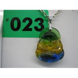 Colour-change crystal Buddha necklace