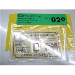 .999 solid gold Investor's bar