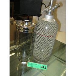 Vintage 60's cocktail shaker and soda siphon