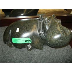 Carved stone hippo 14" long 8" tall