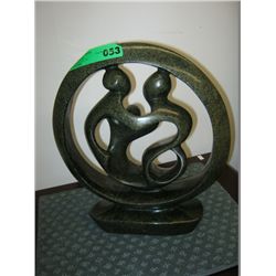 Carved stone statue - family circle 15" tall