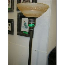 Vintage torchiere lamp with a glass shade