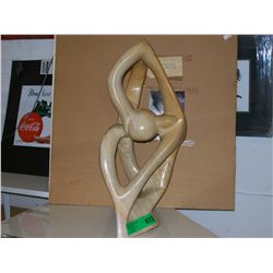 Carved stone statue abstract 18" tall