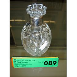 German silver and crystal bottle 5" tall