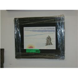 Framed art card of Inukshuk
