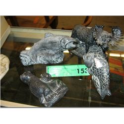 Four pieces of Canadian soapstone statue