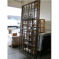 Two wood and metal rolling doors