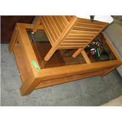 Oak coffee table with glass inserts