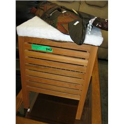 Bathroom storage seat with terry cloth top
