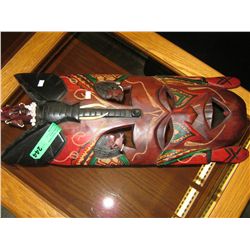 Carved decorative wall mask 2' tall 10" wide