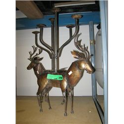 Pair of metal reindeer candelabras