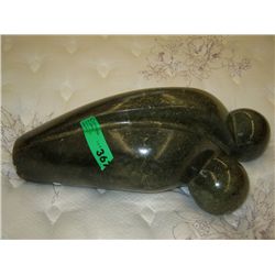 Carved  opal stone statue 19" tall 8" dia.