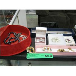 Tray of numerous costume jewelry pieces