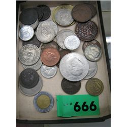 Box of coins from assorted countries and vintages