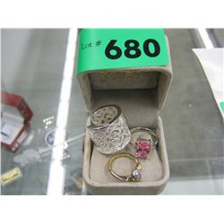 3 rings, one silver and pink tourmaline