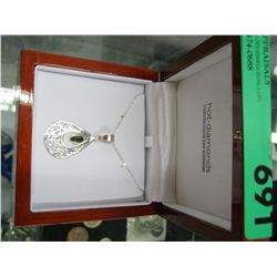 Silver and Hemiker diamond pendant and chain