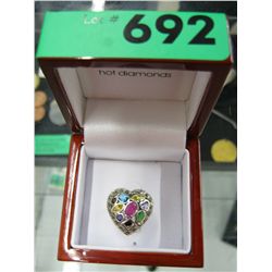 Silver Heart ring with gemstones