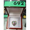 Image 1 : Silver Heart ring with gemstones