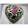 Image 2 : Silver Heart ring with gemstones