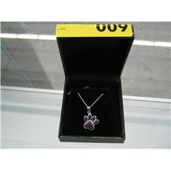 Black diamond paw print necklace