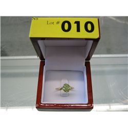 Silver & gold clad diamond & tsavorite ring