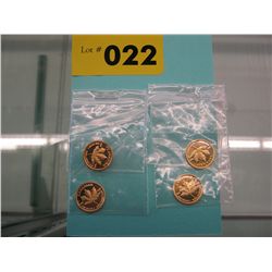 4x .999 silver, gold dipped Canada maple leaf coin