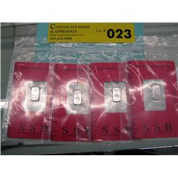 4x Australian mint .999 silver bars