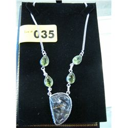 Sterling silver Peridot & quartz necklace