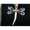 Image 2 : Sapphire & ruby sterling silver necklace