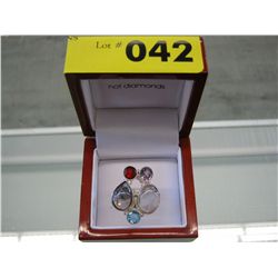 Custom made sterling silver multi-gemstone ring