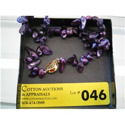 Genuine purple  freshwater pearl necklace