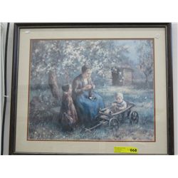 Framed print of pioneer family