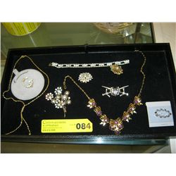 Tray of costume jewelry, some vintage