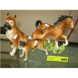 Three china animal figurines