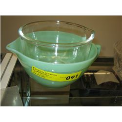 Two Fire King kitchen pouring bowls
