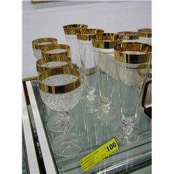 8 pieces of 24 k gold painted crystal glasses