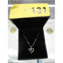 Diamond & Sapphire 14 KT yellow gold heart-shaped