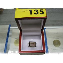 Smoky Topaz ring, emerald cut stone