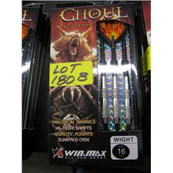 Three sets of Ghoul Silver darts-16 gram precision barrels, hi-tech shafts, quality flightss