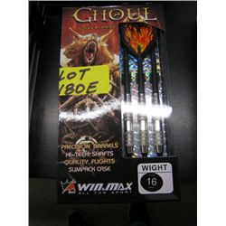 Three sets of Ghoul Silver darts-16 gram precision barrels, hi-tech shafts, quality flights