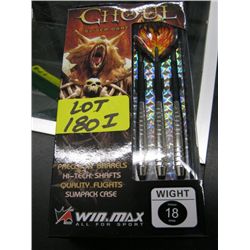 Three sets of Ghoul Silver darts-16 gram precision barrels, hi-tech shafts, quality flights