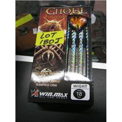 Three sets of Ghoul Silver darts-16 gram precision barrels, hi-tech shafts, quality flights